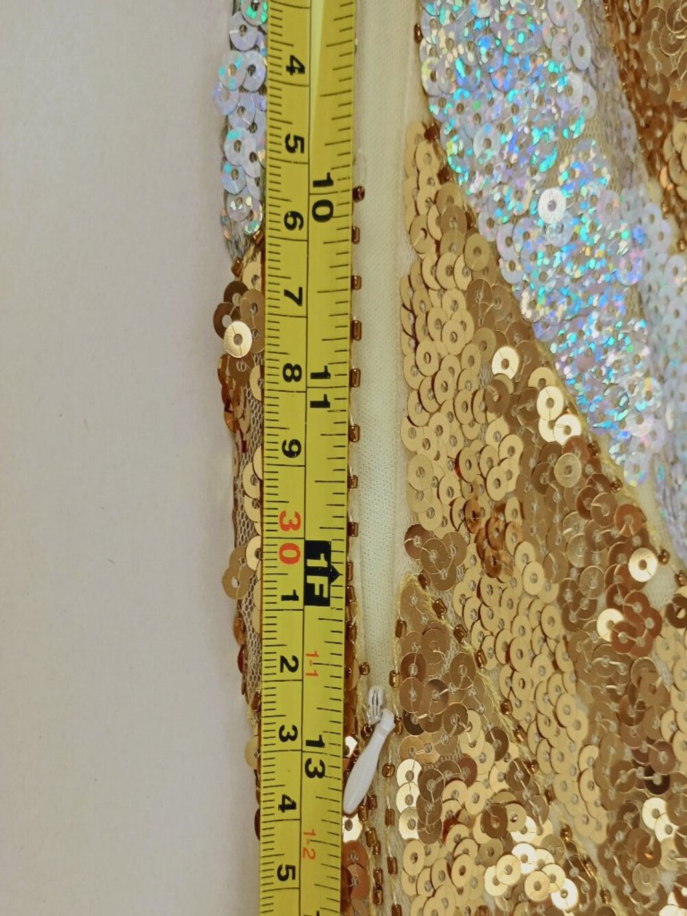 Womens M Gold Silver Sequined Beaded Fringe 1920s Style Lined Flapper Dress - Picture 7 of 12